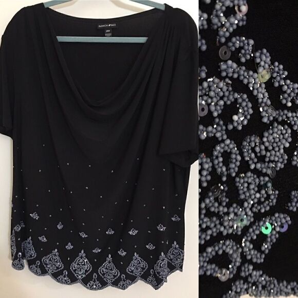 Gorgeous Silky spandex top with sparkle beading - Picture 1 of 6